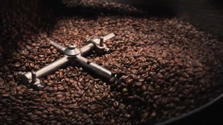 Roasted beans cooling in the tray after the roast.